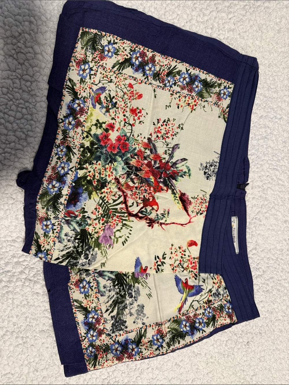 Pull&Bear Navy Blue Floral Skort